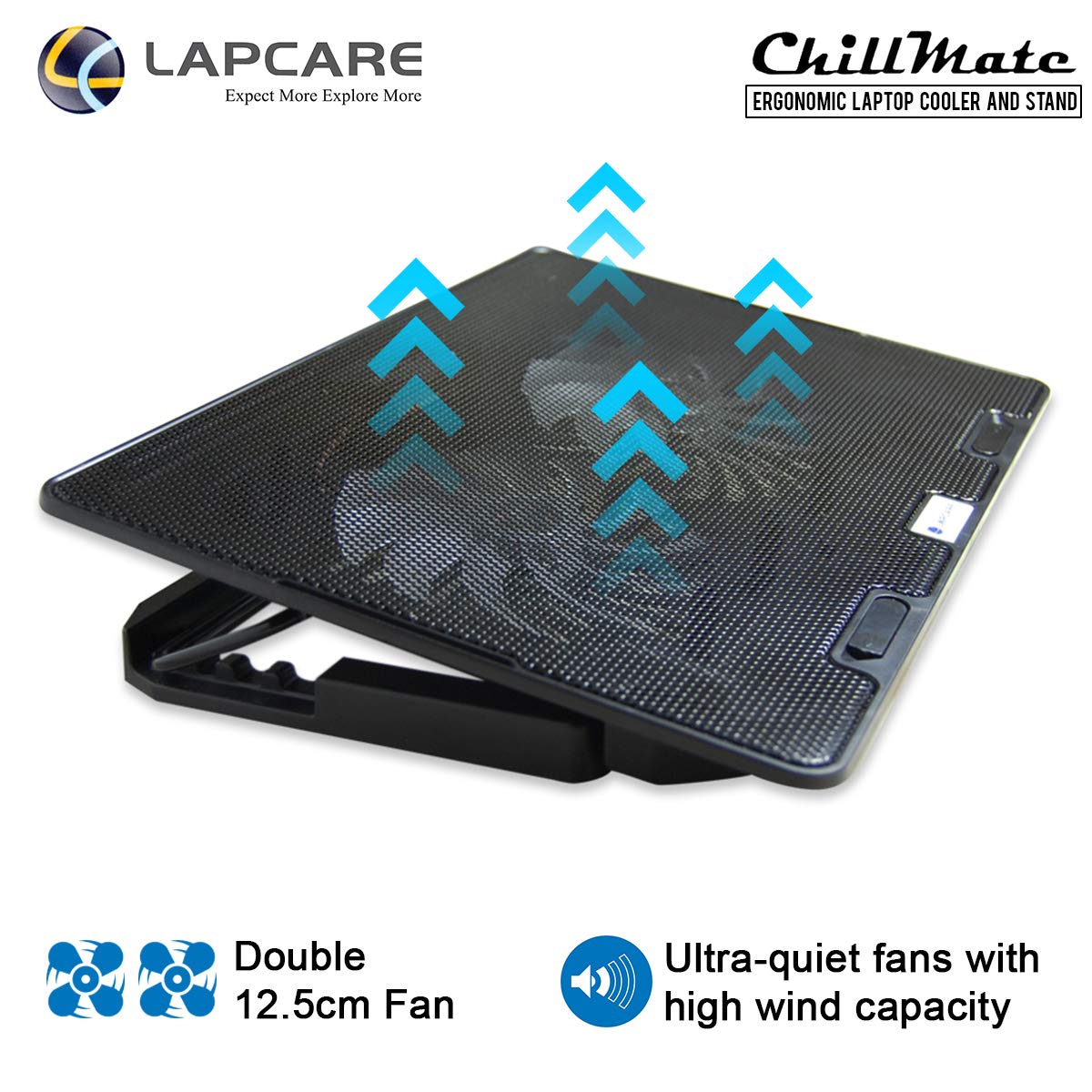 Lapcare ChillMate Adjustable Laptop Cooling Pad with Twin Fans for Efficient Cooling - Image 4