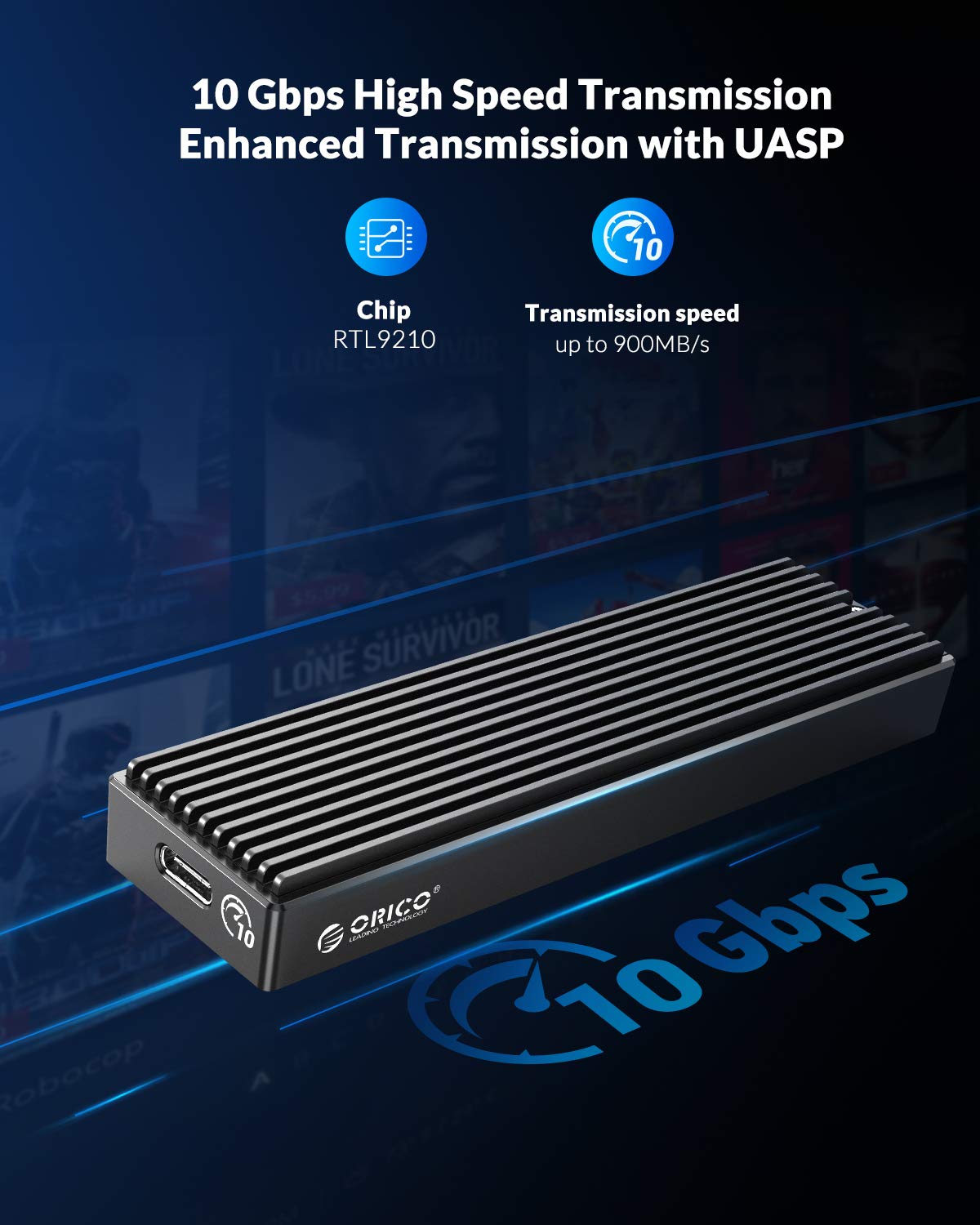 ORICO M2PV-C3 M.2 NVME SSD Enclosure USB 3.1 Type C Gen 2 10Gbps External SSD Enclosure Adapter - Image 5