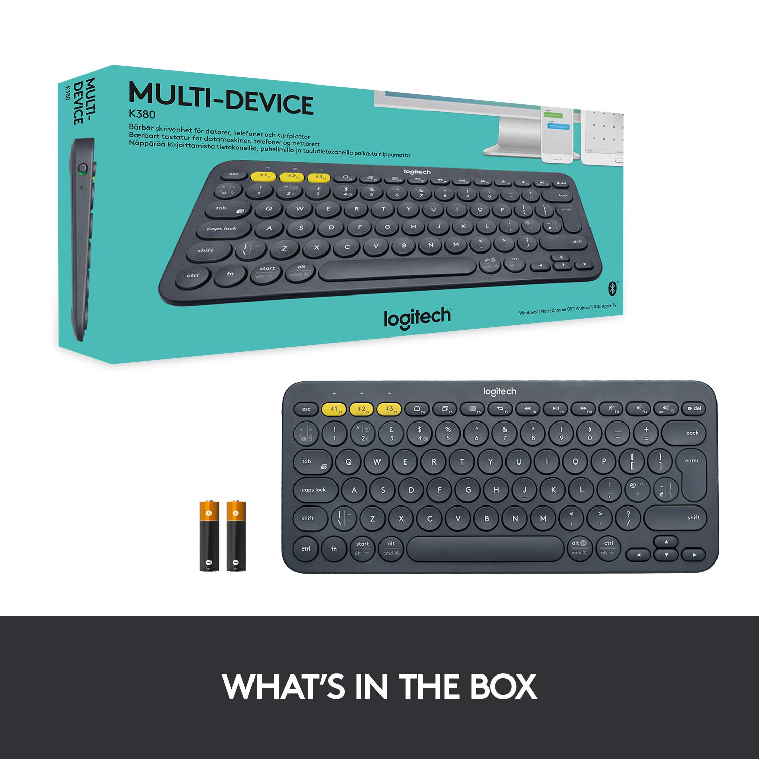 Logitech K380 Wireless Multi-Device Bluetooth Keyboard for Windows, Apple iOS, Apple TV, Android or Chrome, for PC/Mac/Laptop/Smartphone/Tablet - Image 3