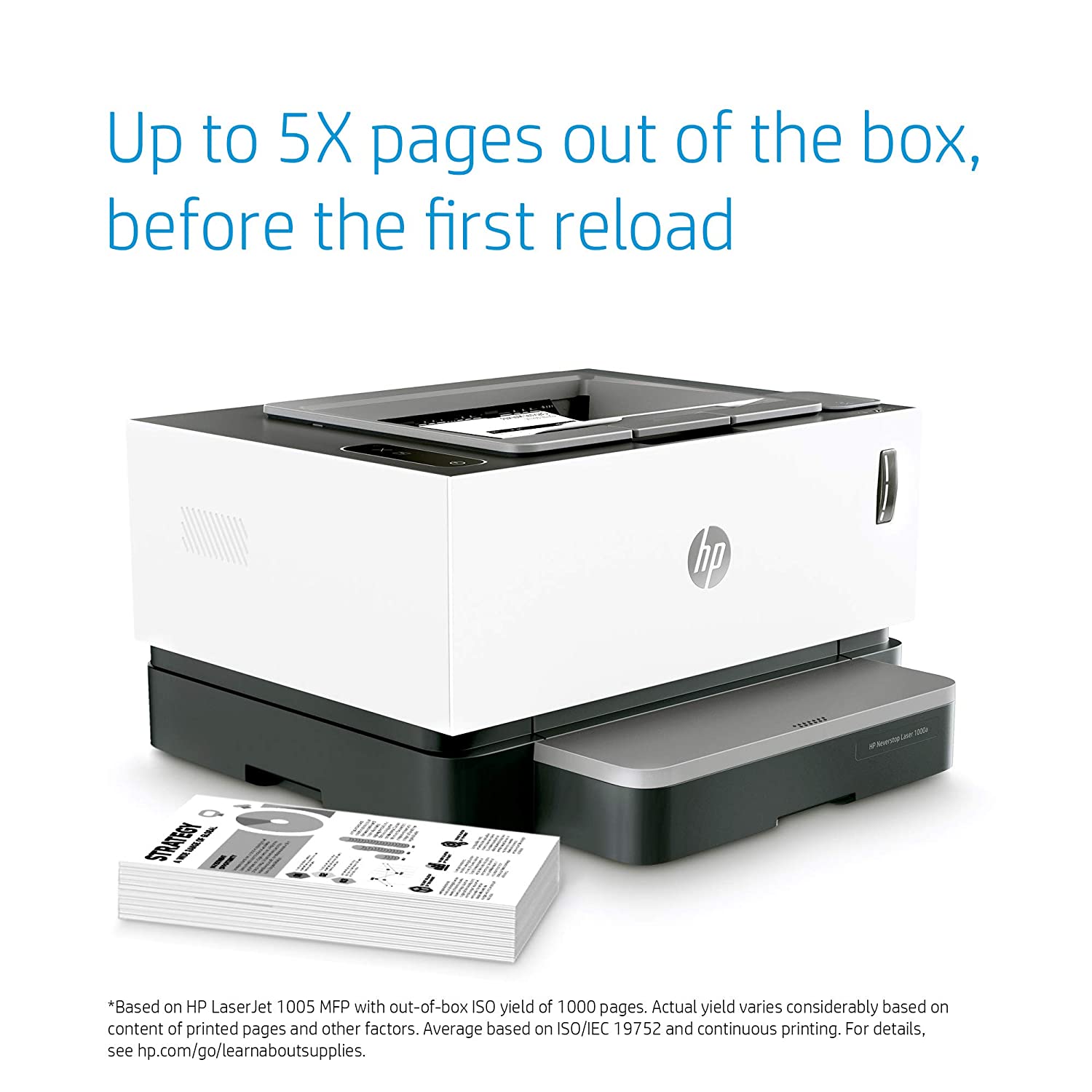 HP Neverstop 1000a Premium Laser Printer, 80% Savings on Genuine Cartridge, Self Reloadable with 5X Inbox Yield, Smart Tasks with HP Smart App, Low Emission Clean Air Quality - Image 2