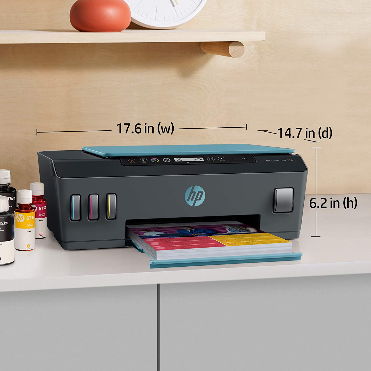 HP Smart Tank 516 All-in-One Wireless Integrated Ink Tank Colour Printer, Scanner and Copier, High Capacity Tank (18000 Black and 8000 Colour) with Automatic Ink Sensor - Image 4