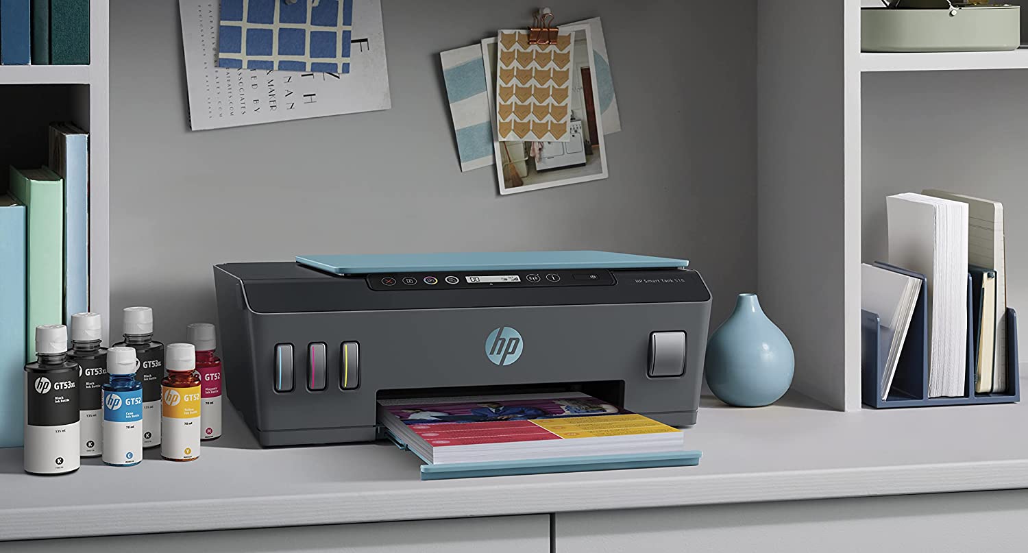 HP Smart Tank 516 All-in-One Wireless Integrated Ink Tank Colour Printer, Scanner and Copier, High Capacity Tank (18000 Black and 8000 Colour) with Automatic Ink Sensor