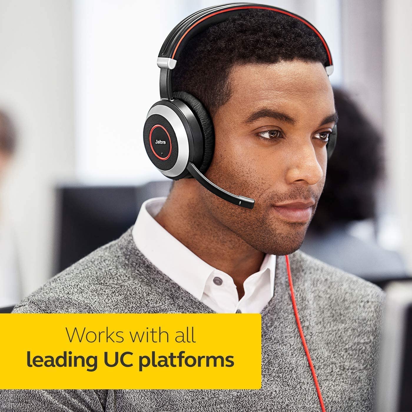 Jabra Evolve 80 MS Teams Wired Headset Professional Telephone Headphones with Unrivalled Noise Cancellation for Calls and Music, Features World Class Speakers and All Day Comfort - Image 8