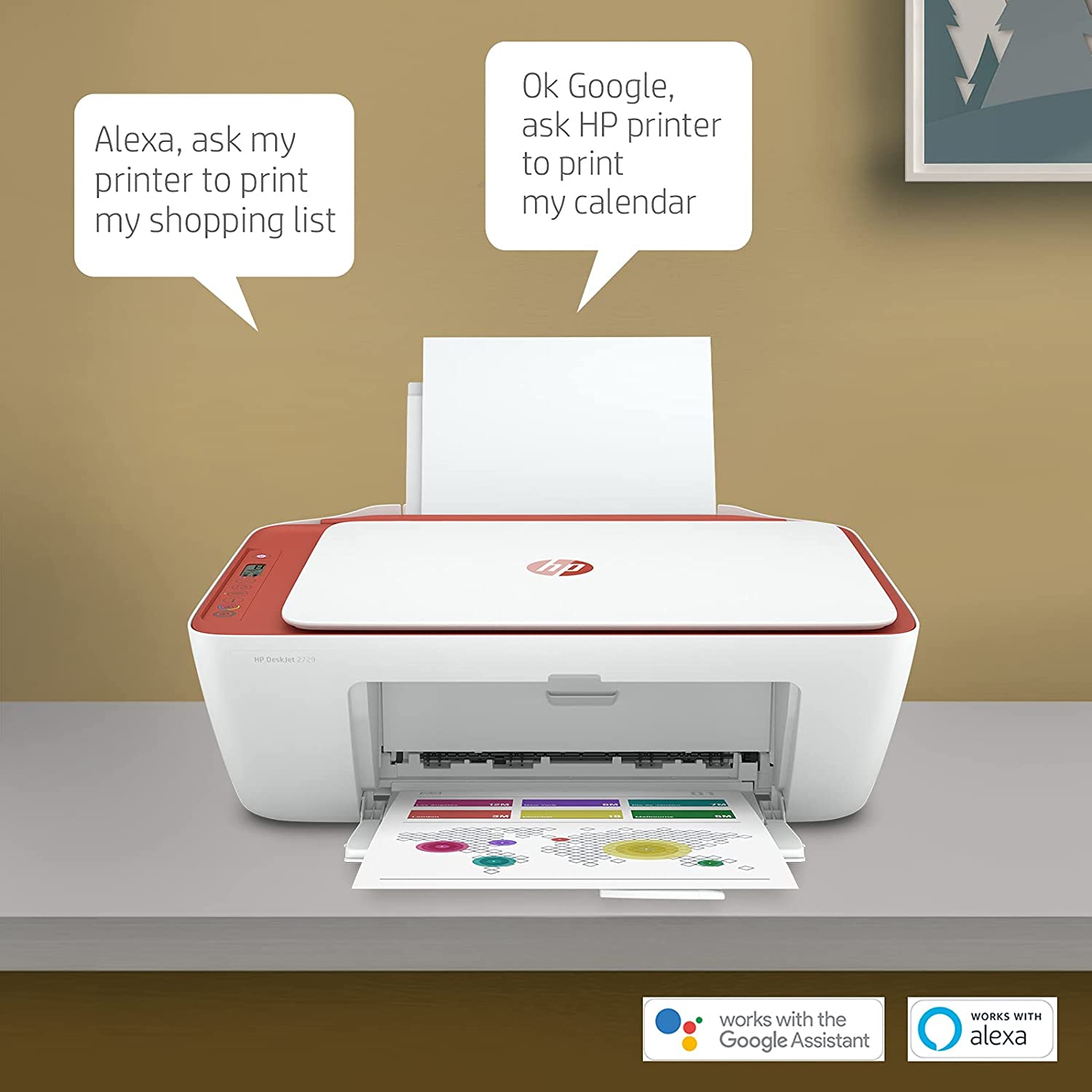 HP Deskjet 2729 WiFi Colour Printer, Scanner and Copier for Home/Small Office, Dual-Band Wi-Fi, Voice Activated Printing (Google Home and Alexa), Easy Set-up Through HP Smart App on Your Mobile - Image 2