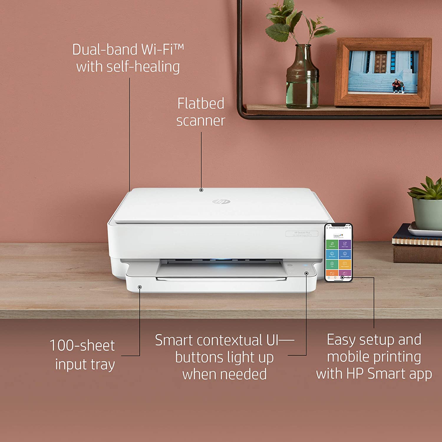HP Deskjet Plus Ink Advantage 6075 WiFi Colour Printer, Scanner and Copier for Home/Small Office, Dual Band WiFi, Duplex (Automatic Double-Sided Print),Easy Set-Up Through HP Smart App On Your Mobile - Image 5