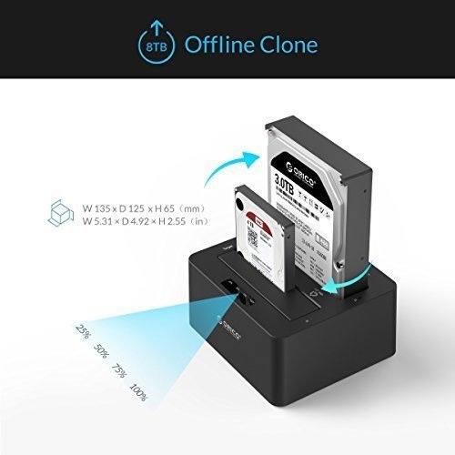 ORICO 6629US3-C USB3.0 to SATA3.0 Dual Bay External Hard Drive Docking Station for 2.5 & 3.5 inch HDD, SSD with Duplicator (Black) - Image 4