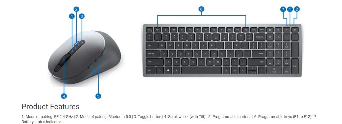 Dell Multi-Device Wireless Keyboard & Mouse Combo International English - KM7120W - Image 6