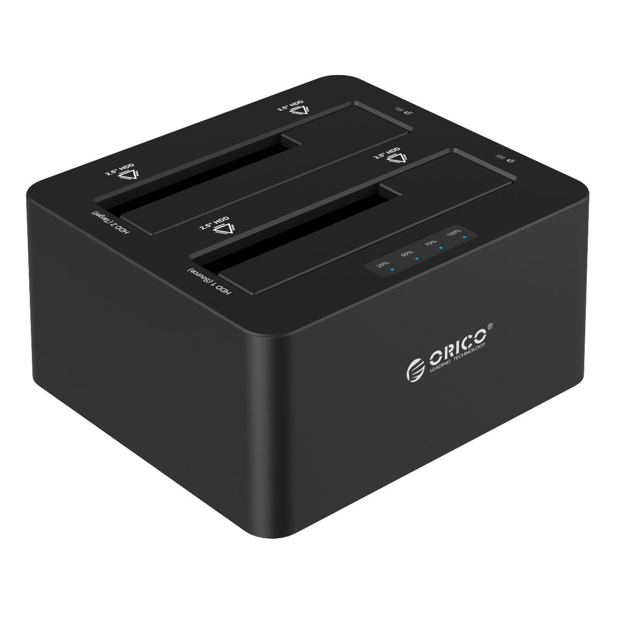 ORICO 6629US3-C USB3.0 to SATA3.0 Dual Bay External Hard Drive Docking Station for 2.5 & 3.5 inch HDD, SSD with Duplicator (Black)