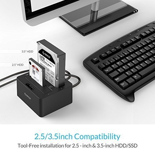 ORICO 6629US3-C USB3.0 to SATA3.0 Dual Bay External Hard Drive Docking Station for 2.5 & 3.5 inch HDD, SSD with Duplicator (Black) - Image 6