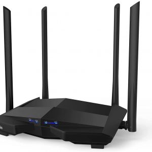 Tenda AC10 AC1200 Wireless Smart Dual-Band Gigabit WiFi Router, MU-MIMO, 4 Gigabit Ports, 867Mbps/5 GHz+ 300Mbps /2.4GHz, Support VPN Server, WiFi Schedule, (Black, Not a Modem)