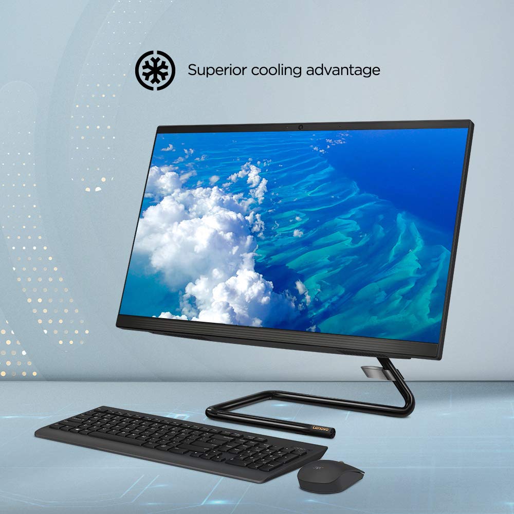 Lenovo IdeaCentre A340 23.8” FHD IPS All-in-One Desktop (10th Gen Intel Core i3-10110U/8GB/512GB SSD/Win 10/Office/with Slim DVD±RW/HD 720p Camera/Wireless Keyboard & Mouse), Business Black F0E800U0IN - Image 7