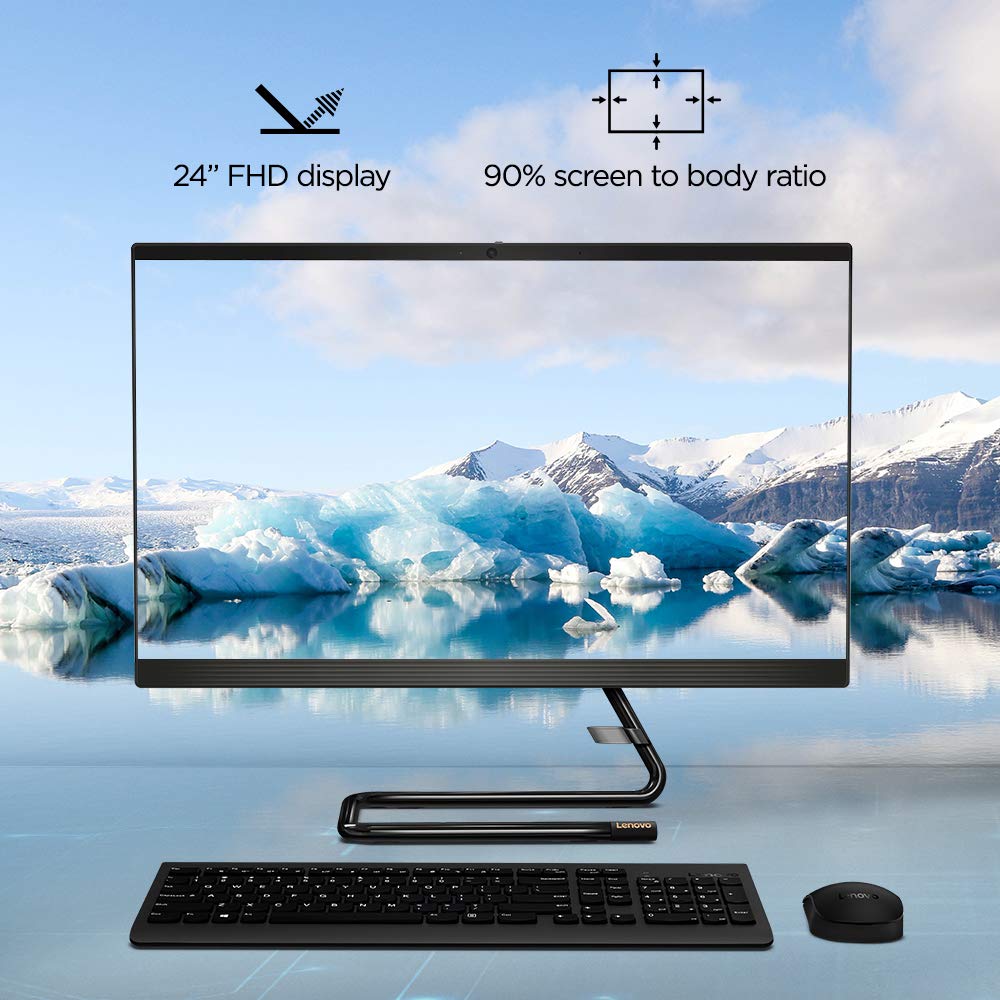 Lenovo IdeaCentre A340 23.8” FHD IPS All-in-One Desktop (10th Gen Intel Core i3-10110U/8GB/512GB SSD/Win 10/Office/with Slim DVD±RW/HD 720p Camera/Wireless Keyboard & Mouse), Business Black F0E800U0IN - Image 5