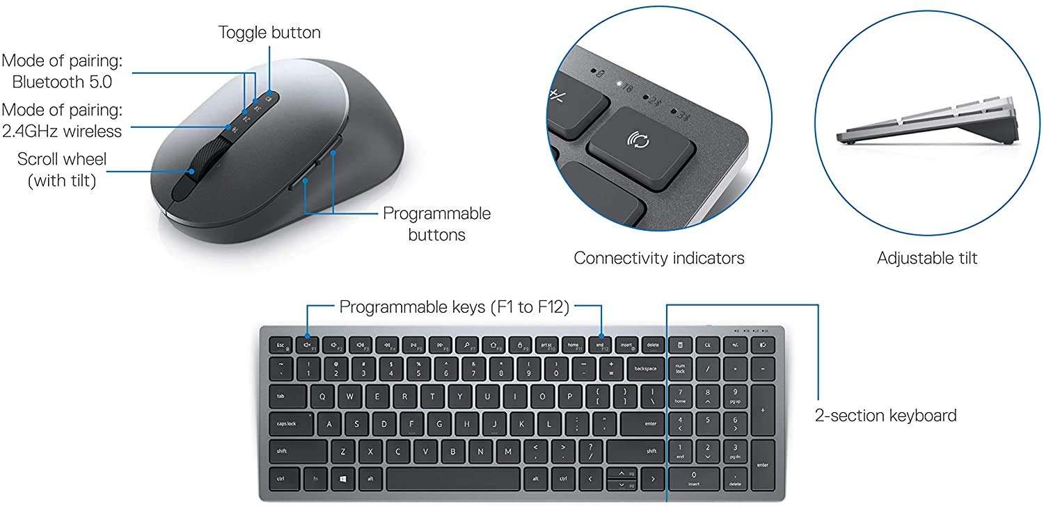 Dell Multi-Device Wireless Keyboard & Mouse Combo International English - KM7120W - Image 4