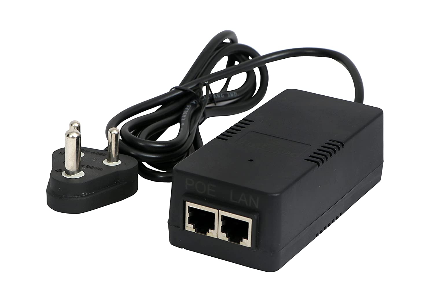 Passive PoE Injector 24VDC @ 0.5A | 10/100Mbps Passive PoE Adapter | with 3 Pin Power Cord | Up to 100 Meters | Plug & Play
