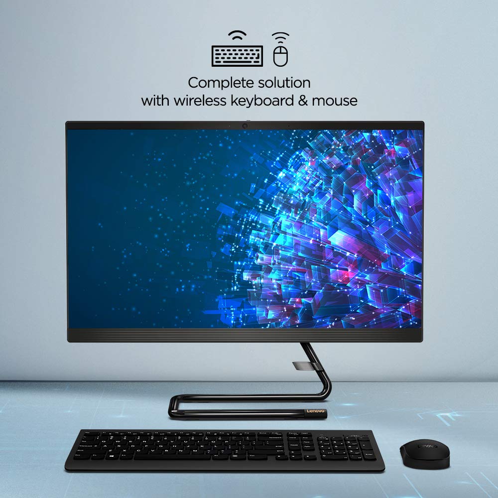 Lenovo IdeaCentre A340 23.8” FHD IPS All-in-One Desktop (10th Gen Intel Core i3-10110U/8GB/512GB SSD/Win 10/Office/with Slim DVD±RW/HD 720p Camera/Wireless Keyboard & Mouse), Business Black F0E800U0IN - Image 4