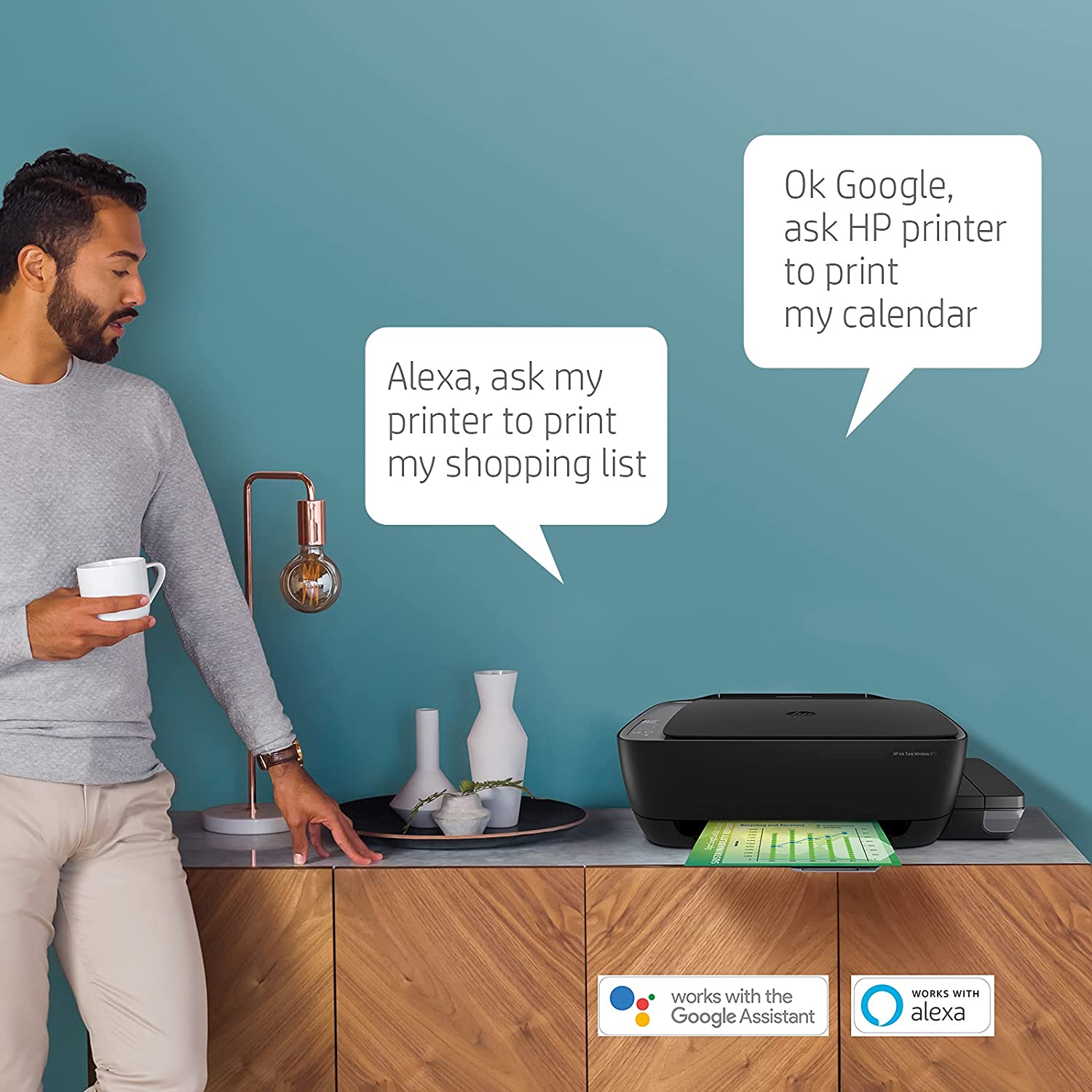 HP Ink Tank 410 WiFi Colour Printer, Scanner and Copier for Home/Office,High Capacity Tank (4000 Black and 8000 Colour),Low Cost per Page(10paise for B/W and 20 Paise for Colour), Borderless Print - Image 5