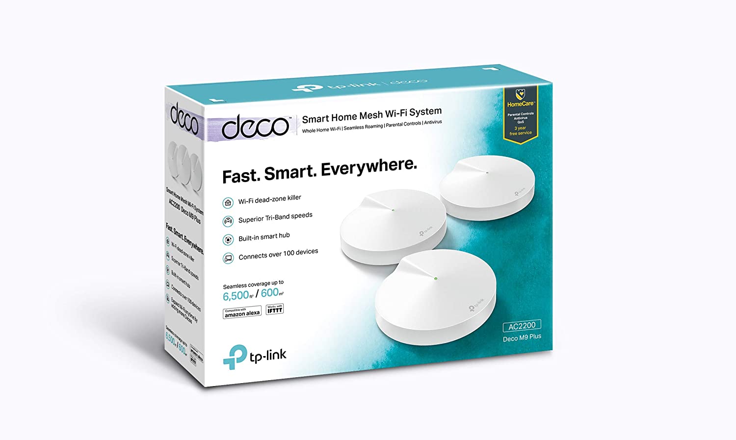TP-Link Deco M9 Plus AC2200 Smart Home Mesh Wi-Fi System, Qualcomm Quad-Core Processor, Wi-Fi Booster, Antivirus and Parental Controls Router (Pack of 3) - Image 6