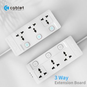 Round Cablet Extension Board - 3 Way Single Switch - 4.5m Cord Length, 4.5 Meter