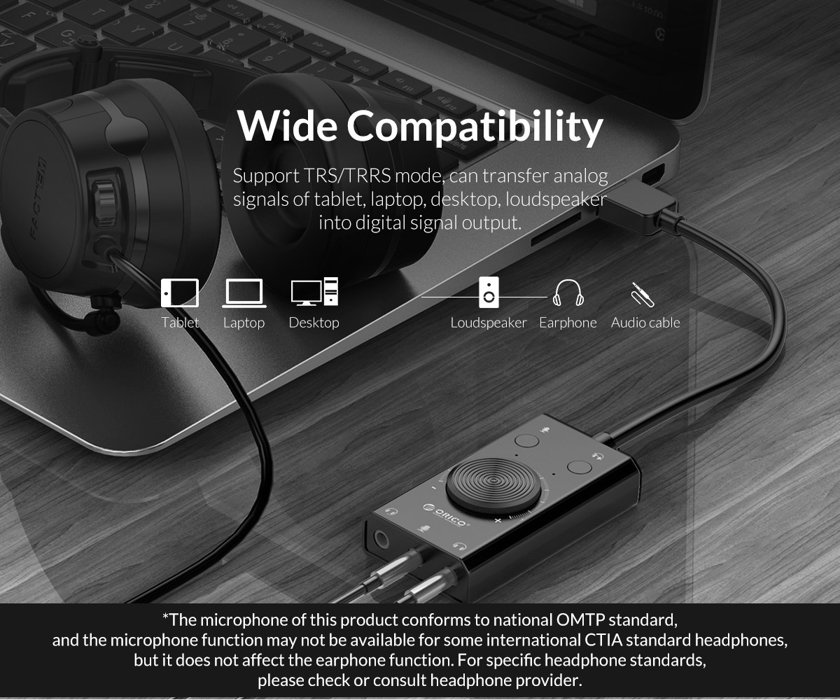 ORICO Driver Free USB External Sound Card with 2 Headset Port + 1 Microphone Port (SC2) - Image 9