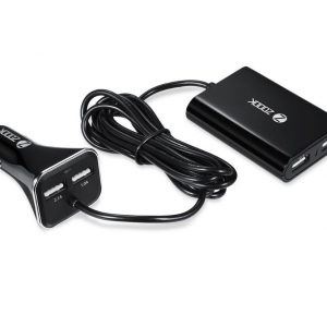 Zoook Roadster 4 Port Hi-Speed USB Car Charger & Extension Hub with 6 Feet (1.8 Meter) Cable & Back Seat Clip