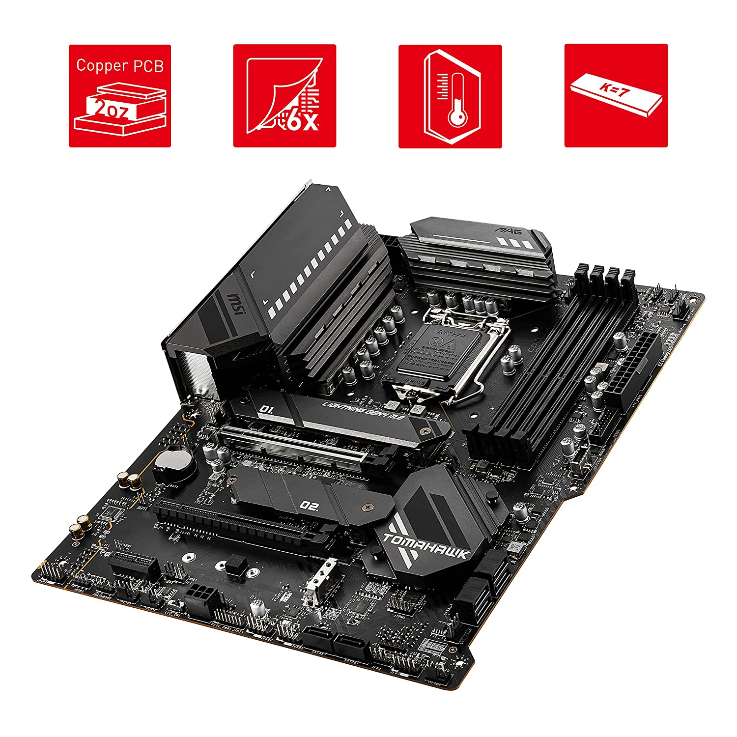 MSI MAG B560 Tomahawk WiFi ATX Gaming Motherboard (10 th/11th Gen Intel Core, LGA 1200 Socket, DDR4, 5066 MHz, 3 x M.2 Slots, USB 3.2 Gen 2, Type-C, 2.5G LAN, DP/HDMI) - Image 4