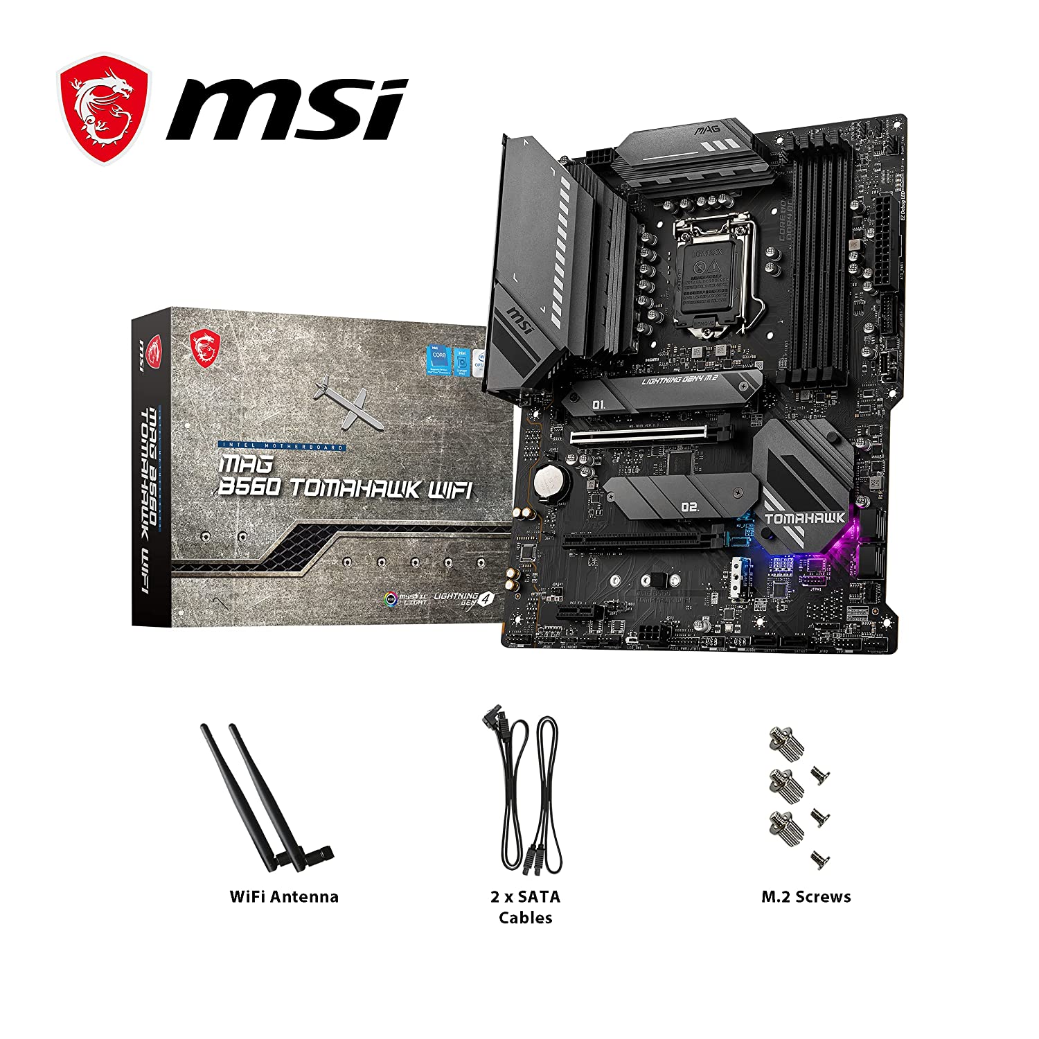 MSI MAG B560 Tomahawk WiFi ATX Gaming Motherboard (10 th/11th Gen Intel Core, LGA 1200 Socket, DDR4, 5066 MHz, 3 x M.2 Slots, USB 3.2 Gen 2, Type-C, 2.5G LAN, DP/HDMI) - Image 6