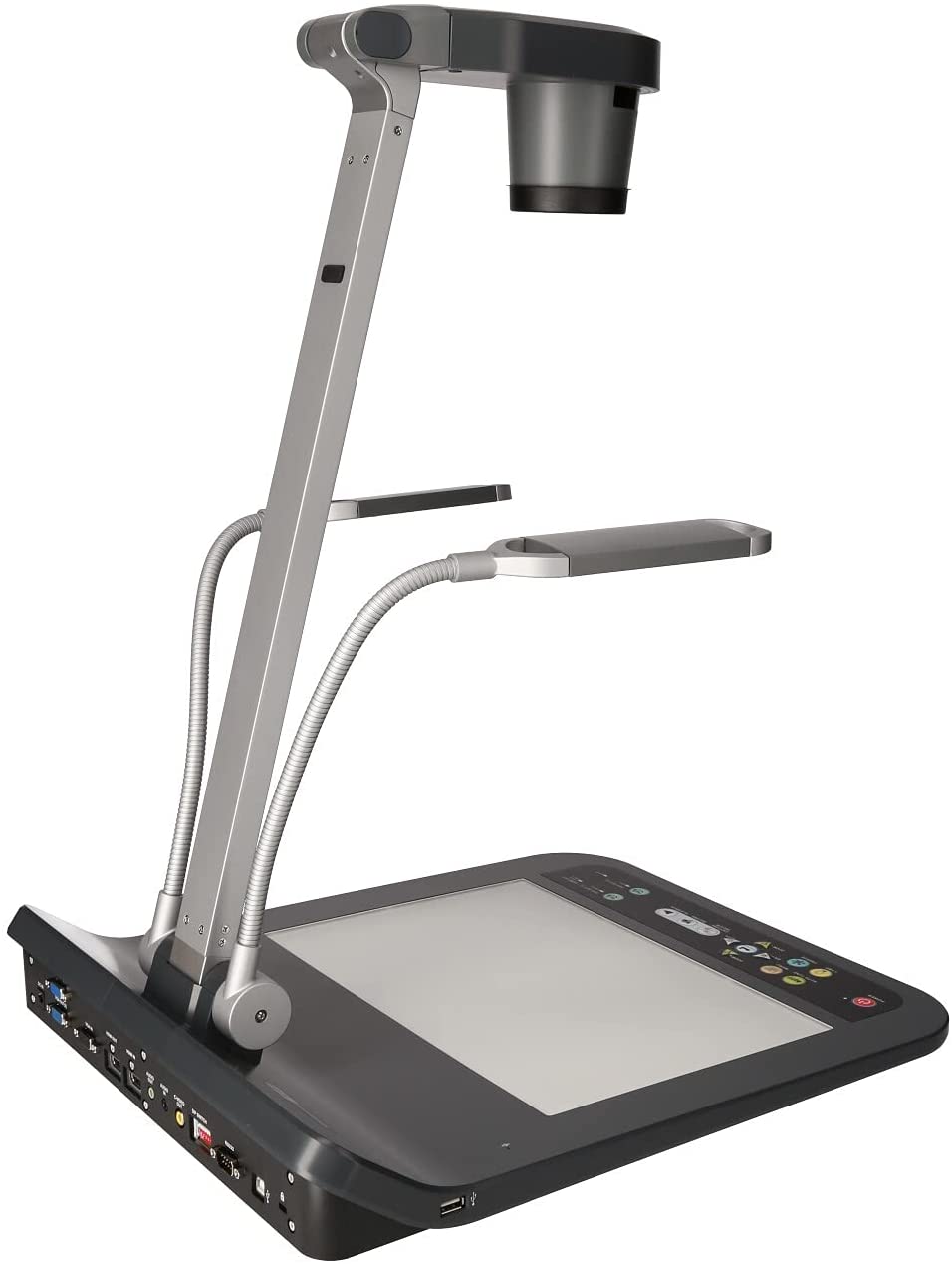 Lumens PS752 Desktop Document Camera, Full HD 1080p output resolution with 30fps, 20 times variable zoom ratio, Built-in microphone, Folds down to a heightoseneck Side Lamps - USB, VGA, and HDMI Ports - Image 2