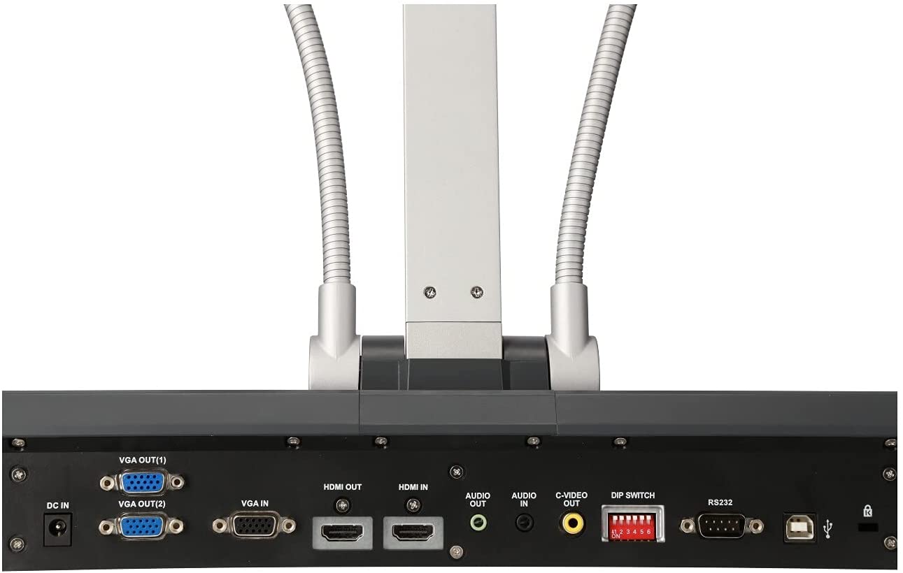 Lumens PS752 Desktop Document Camera, Full HD 1080p output resolution with 30fps, 20 times variable zoom ratio, Built-in microphone, Folds down to a heightoseneck Side Lamps - USB, VGA, and HDMI Ports - Image 4