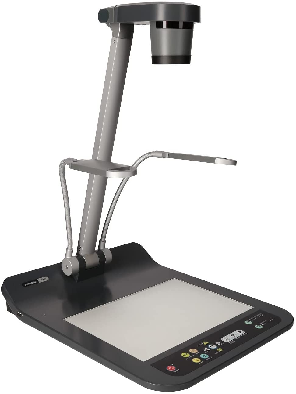 Lumens PS752 Desktop Document Camera, Full HD 1080p output resolution with 30fps, 20 times variable zoom ratio, Built-in microphone, Folds down to a heightoseneck Side Lamps - USB, VGA, and HDMI Ports - Image 6