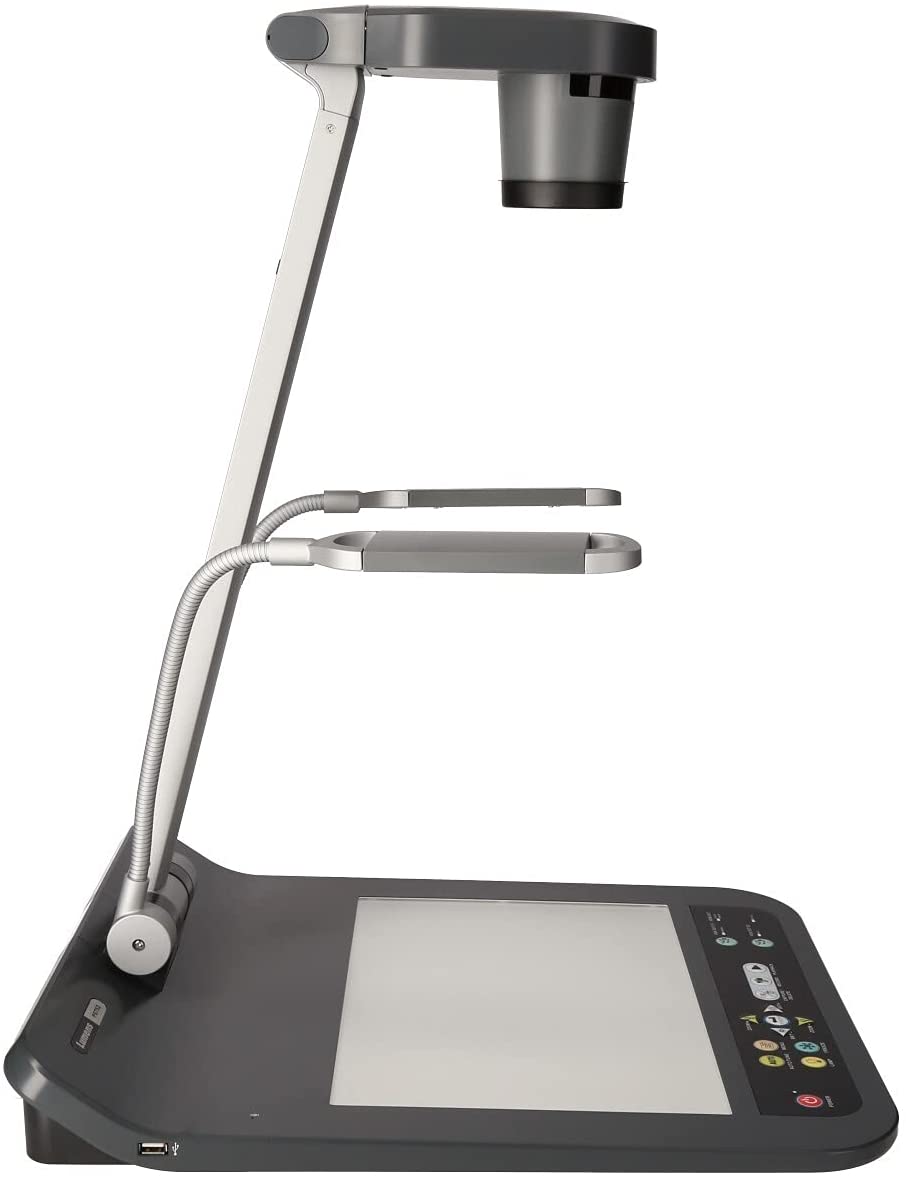 Lumens PS752 Desktop Document Camera, Full HD 1080p output resolution with 30fps, 20 times variable zoom ratio, Built-in microphone, Folds down to a heightoseneck Side Lamps - USB, VGA, and HDMI Ports - Image 7