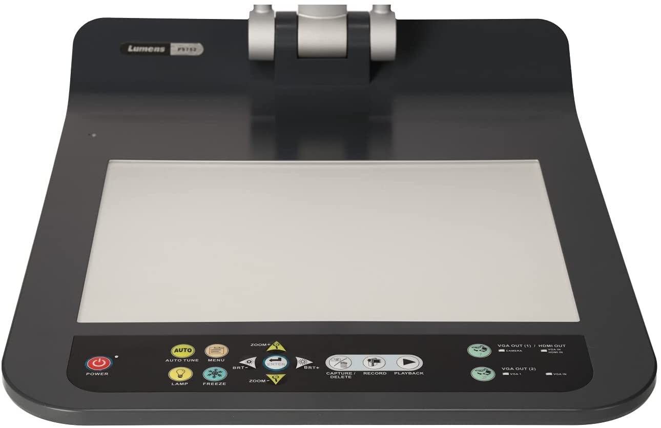 Lumens PS752 Desktop Document Camera, Full HD 1080p output resolution with 30fps, 20 times variable zoom ratio, Built-in microphone, Folds down to a heightoseneck Side Lamps - USB, VGA, and HDMI Ports - Image 9