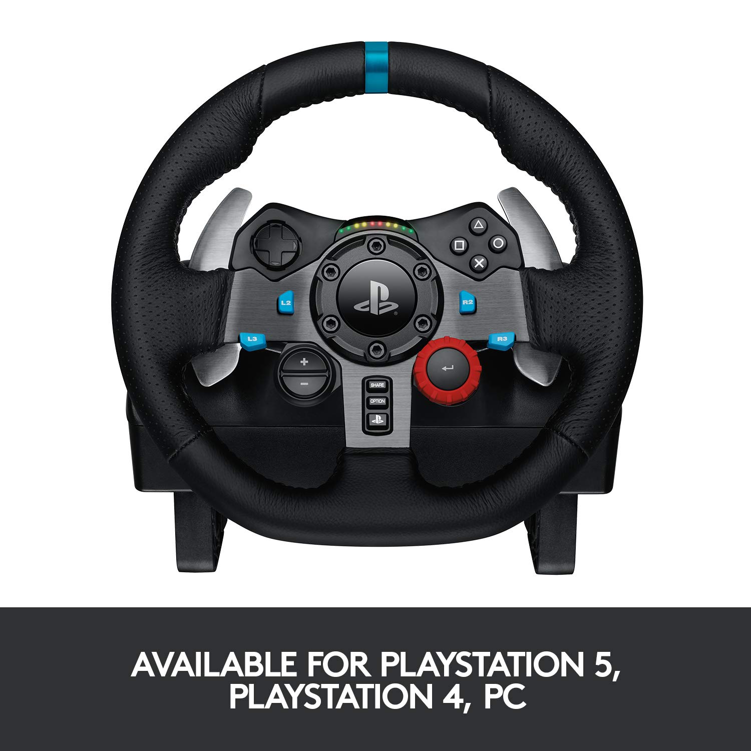 Logitech G29 Driving Force Racing Wheel and Floor Pedals, Real Force, Stainless Steel Paddle Shifters, Leather Steering Wheel Cover, Adjustable Floor Pedals, PS5/PS4/PS3/PC/Mac – Black - Image 2