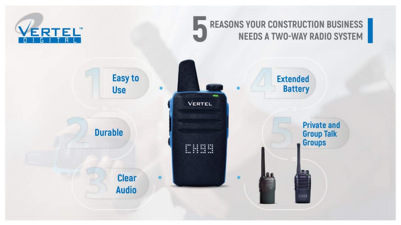 Vertel Digital Walkie Talkie Long Range License Free| Smart LED Display| Water Resistant |2 KM of Range | 99 Channels |18 Hour Battery Life - Image 5