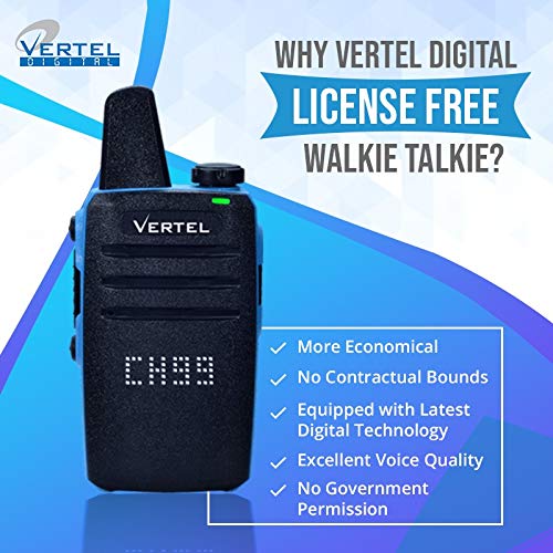 Vertel Digital Walkie Talkie Long Range License Free| Smart LED Display| Water Resistant |2 KM of Range | 99 Channels |18 Hour Battery Life - Image 8