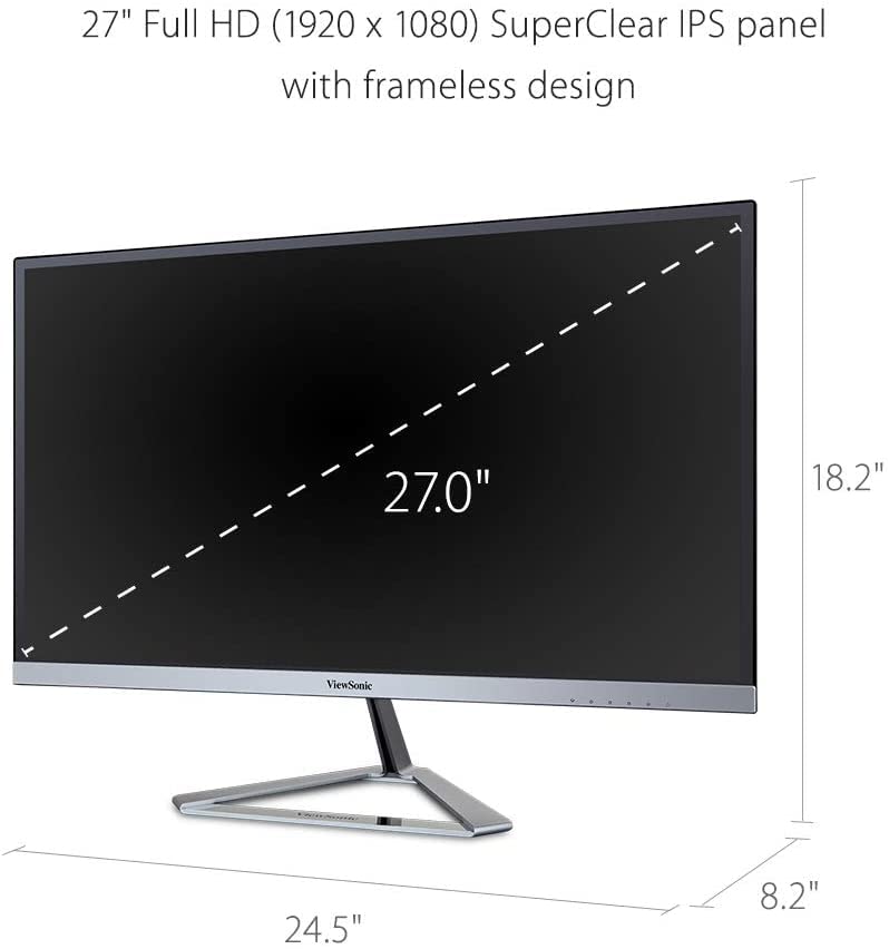 ViewSonic 27 Inch Full HD IPS Monitor, 1920 x 1080 Pixels Frameless Bezel & Premium Design, 75Hz, Flicker Free, View Mode, HDMI*2, VGA, Audio Out Black and 5 Year Warranty Upon Registration- VX2776-SH - Image 8
