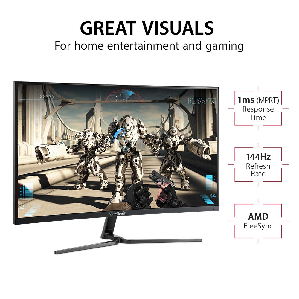 ViewSonic Vx2458-C-Mhd 24 Inch (60.96 Cm) Full Hd Led 1920 X 1080 X1080 Pixels, 1Ms, Curved LCD Gaming Monitor, Hdmi & Dp, Refresh Rate 144Hz, Eye Care, Flicker-Free and Blue Light Filter, Black - Image 8