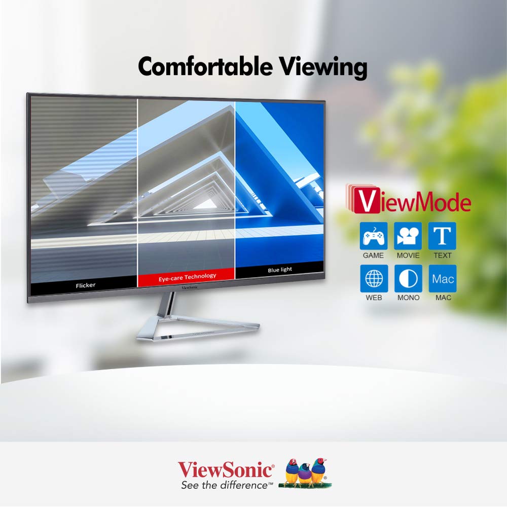 ViewSonic VX2476-SH 24 Inch Full HD 1080p IPS Panel Monitor, 3-Side Borderless, 75Hz 4ms, Tilt, Dual HDMI, VGA, Eye Care, Flicker Free, 2 Years Extended Warranty* - Image 6