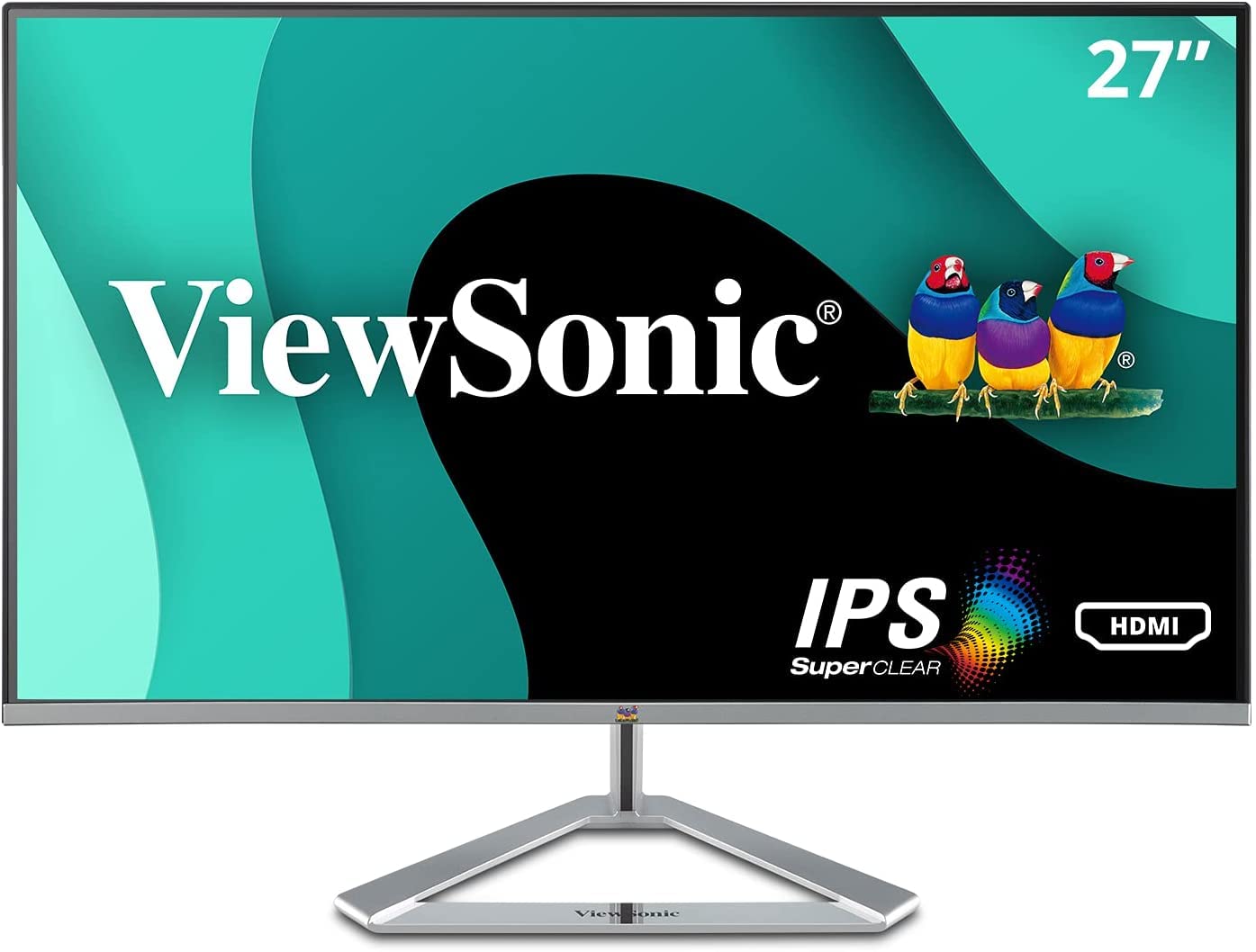 ViewSonic 27 Inch Full HD IPS Monitor, 1920 x 1080 Pixels Frameless Bezel & Premium Design, 75Hz, Flicker Free, View Mode, HDMI*2, VGA, Audio Out Black and 5 Year Warranty Upon Registration- VX2776-SH