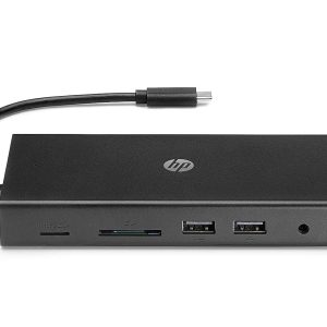 HP Travel USB-C Multi Port Hub Docking Station with USB-C, RJ-45, HDMI, SD and Micro SD Slots - 1C1Y5AA, Black