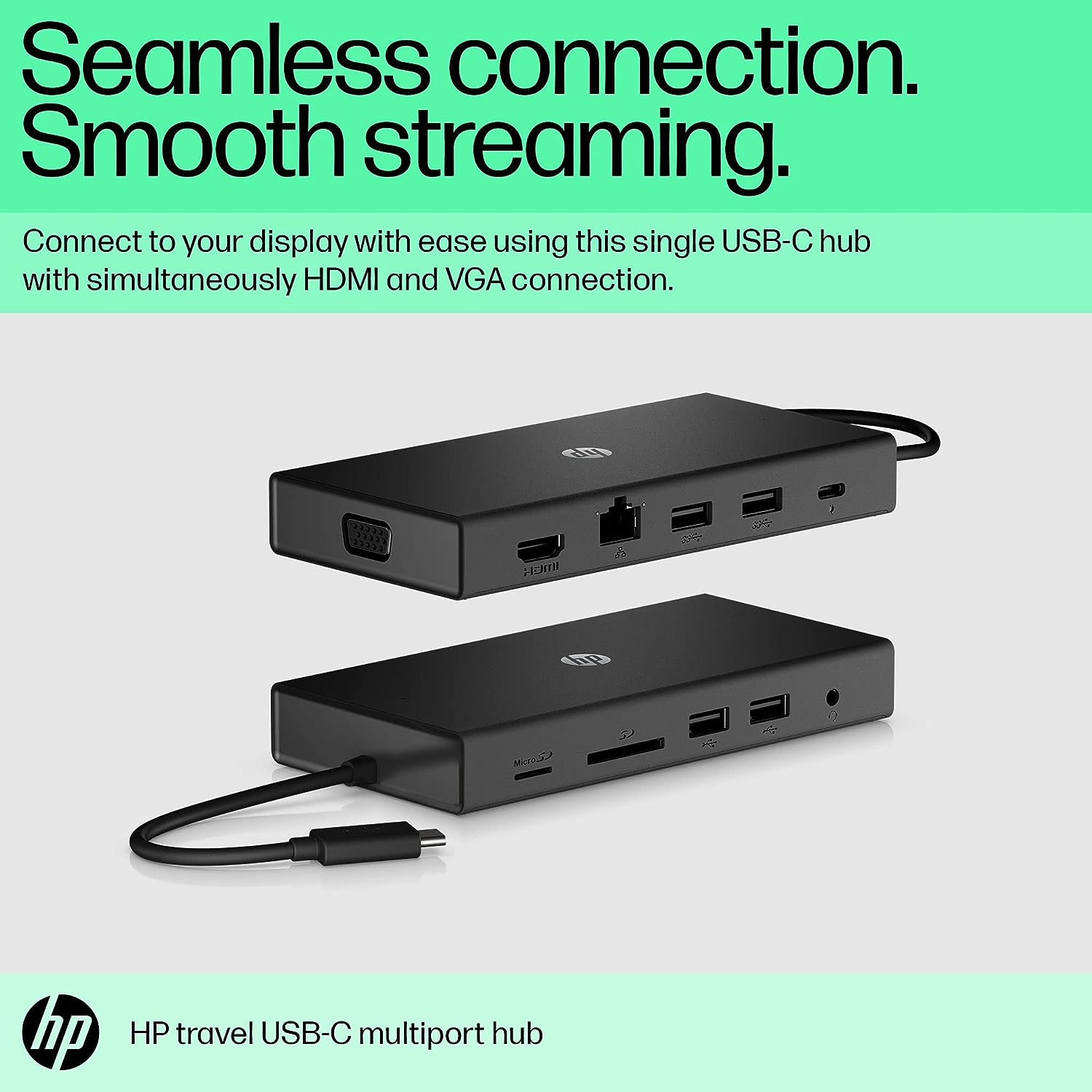 HP Travel USB-C Multi Port Hub Docking Station with USB-C, RJ-45, HDMI, SD and Micro SD Slots - 1C1Y5AA, Black - Image 5