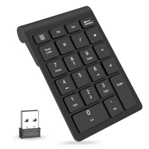Wireless Number Pad, Numeric Keypad 22 Keys Portable 2.4 GHz Financial Accounting Number Keyboard Extensions for Laptop, PC, Desktop, Surface Pro, Notebook
