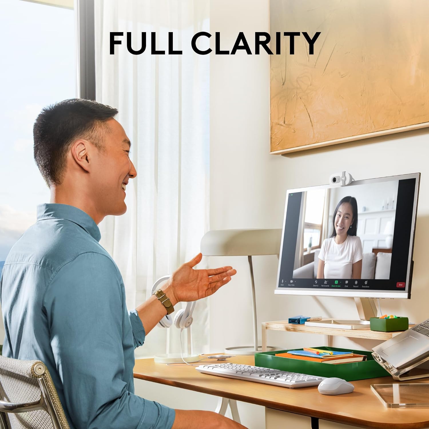 Logitech Brio 100 Full HD Webcam for Meetings and Streaming, Auto-Light Balance, Built-in Mic, Privacy Shutter, USB-A, for Microsoft Teams, Google Meet, Zoom and More- OffWhite - Image 6
