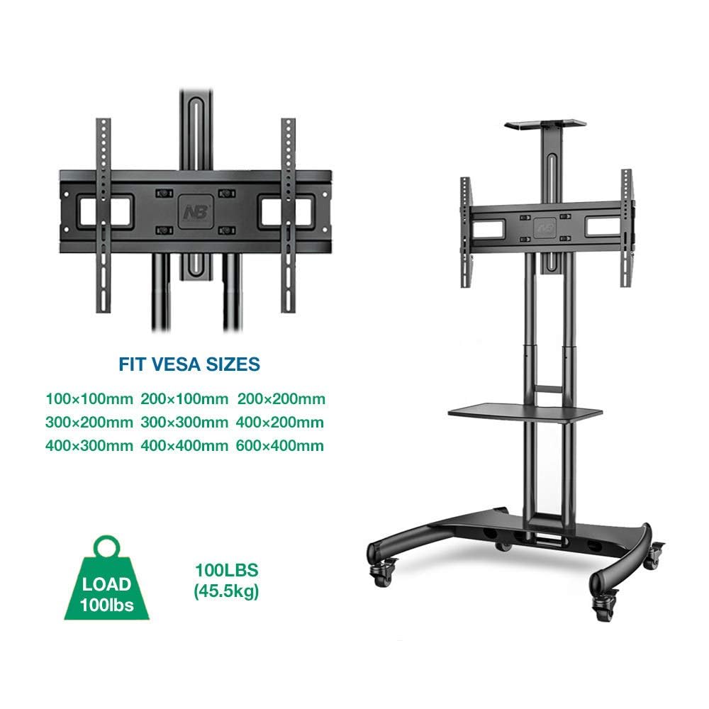 NB : TV TROLLY STAND 32 TO 70 INCH ,32 - 70 inch LED TV Trolley Cart Portable Rolling Wheel Stand with Camera Shelf - Image 3