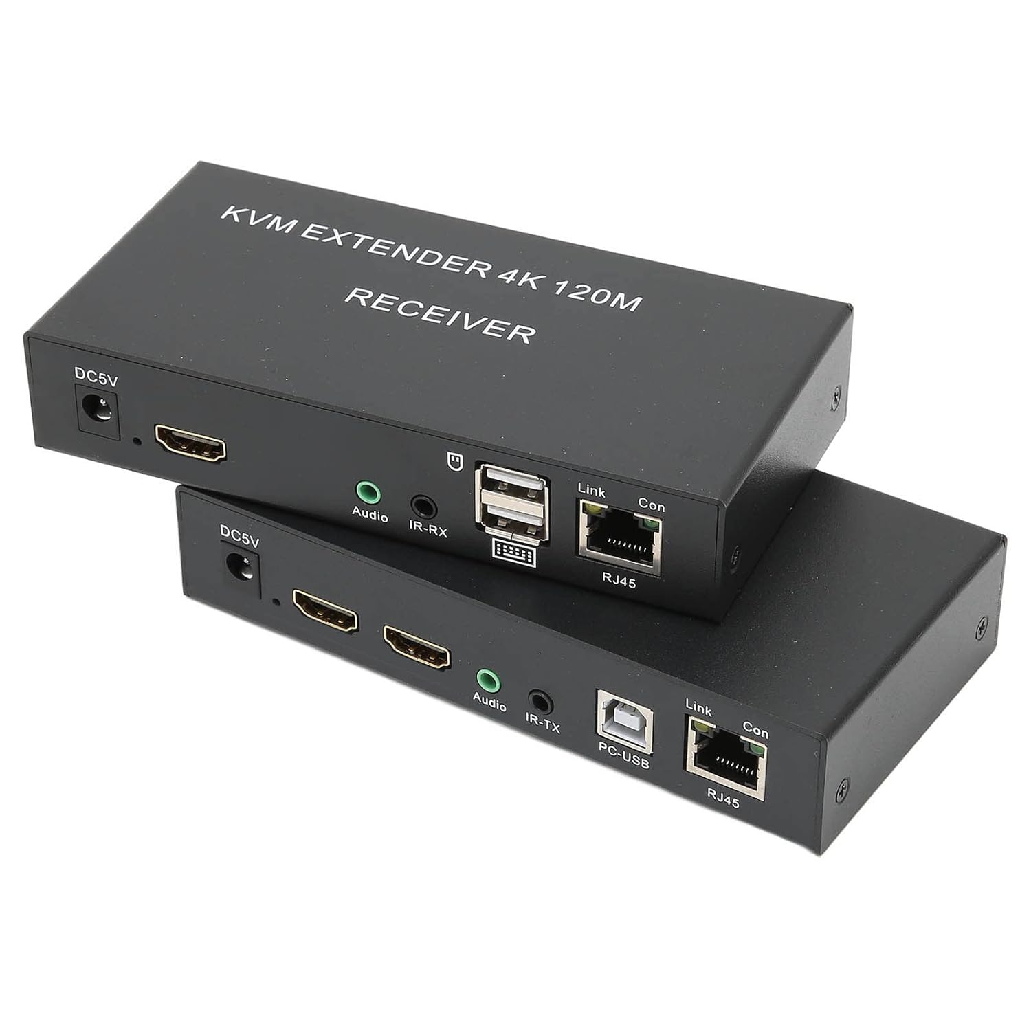 Ketsicart Extender Over CAT5E 6, 100‑240V Metal Plug and Play 4K HD Multimedia Interface Extender Single CAT5E 6 Black for Computer Host (EU Plug) - Image 3