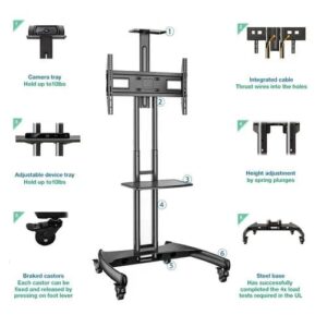 NB : TV TROLLY STAND 32 TO 70 INCH ,32 - 70 inch LED TV Trolley Cart Portable Rolling Wheel Stand with Camera Shelf